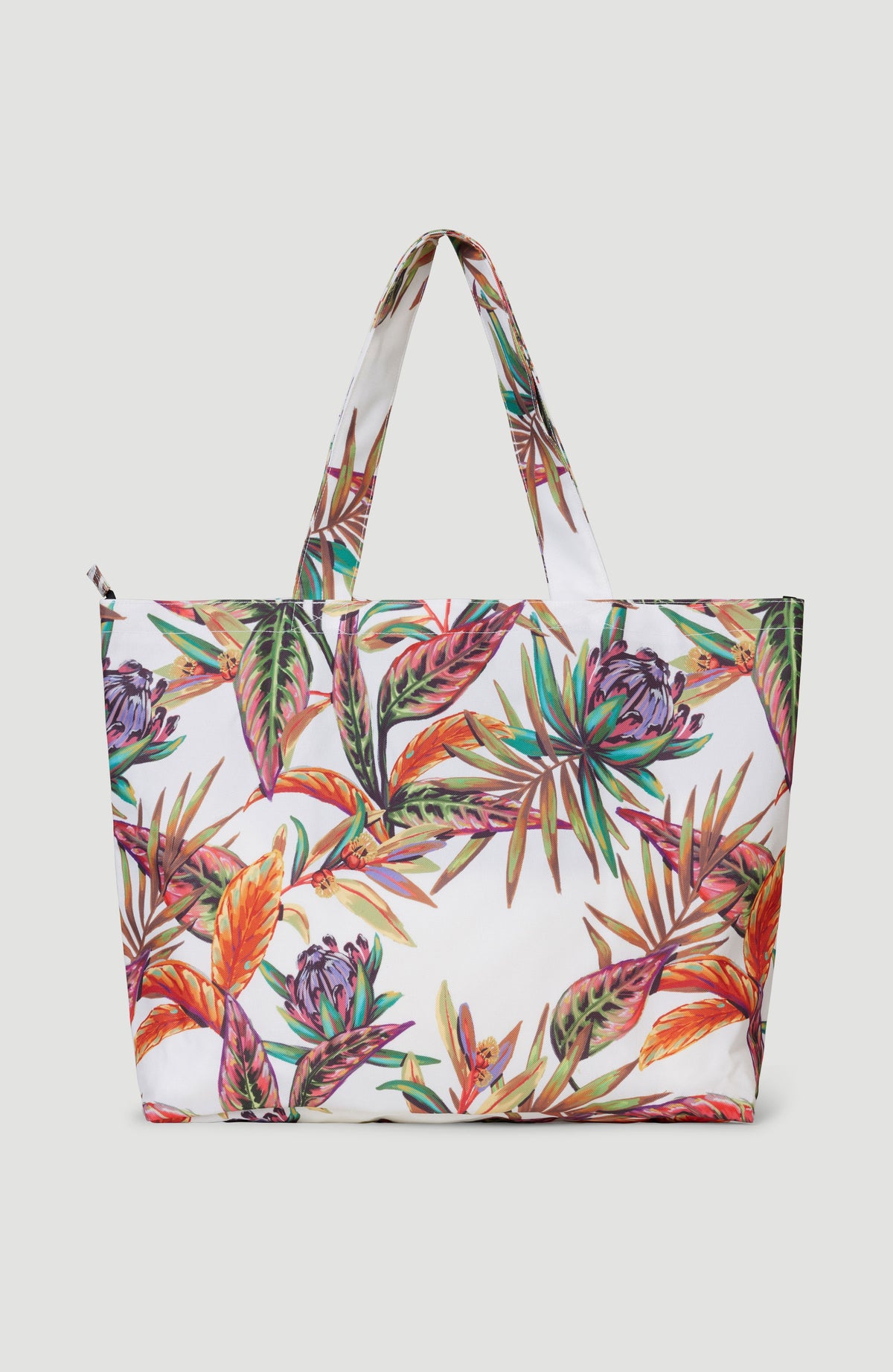 Coastal Print Tote | White Tropical Flower