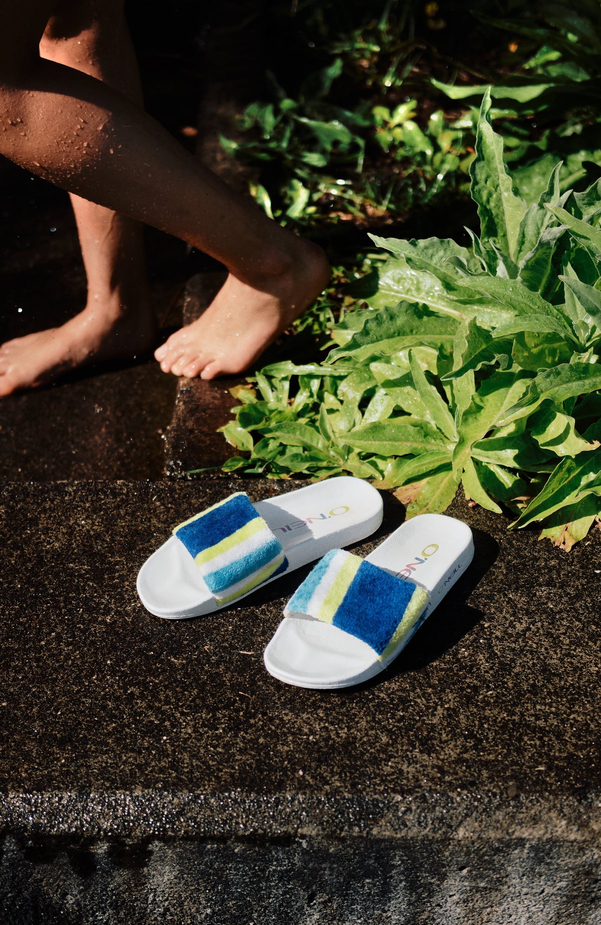 Brights Slides | Blue Towel Stripe
