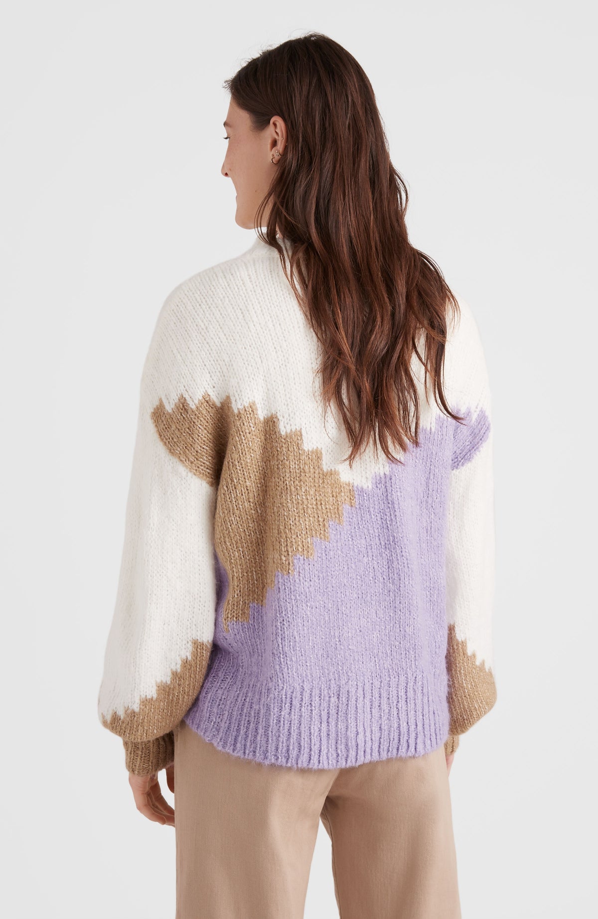 Knit Colourblock Pullover | Purple Rose Colour Block