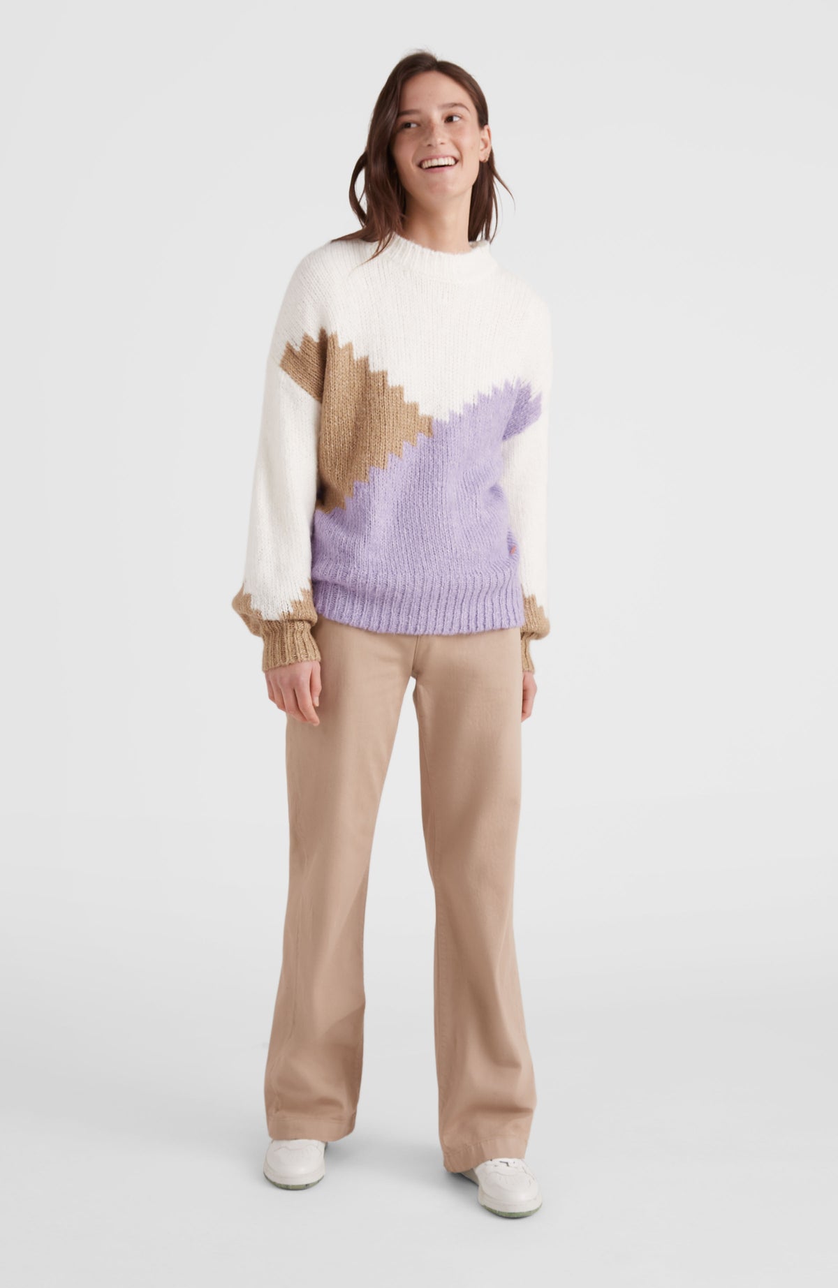 Knit Colourblock Pullover | Purple Rose Colour Block