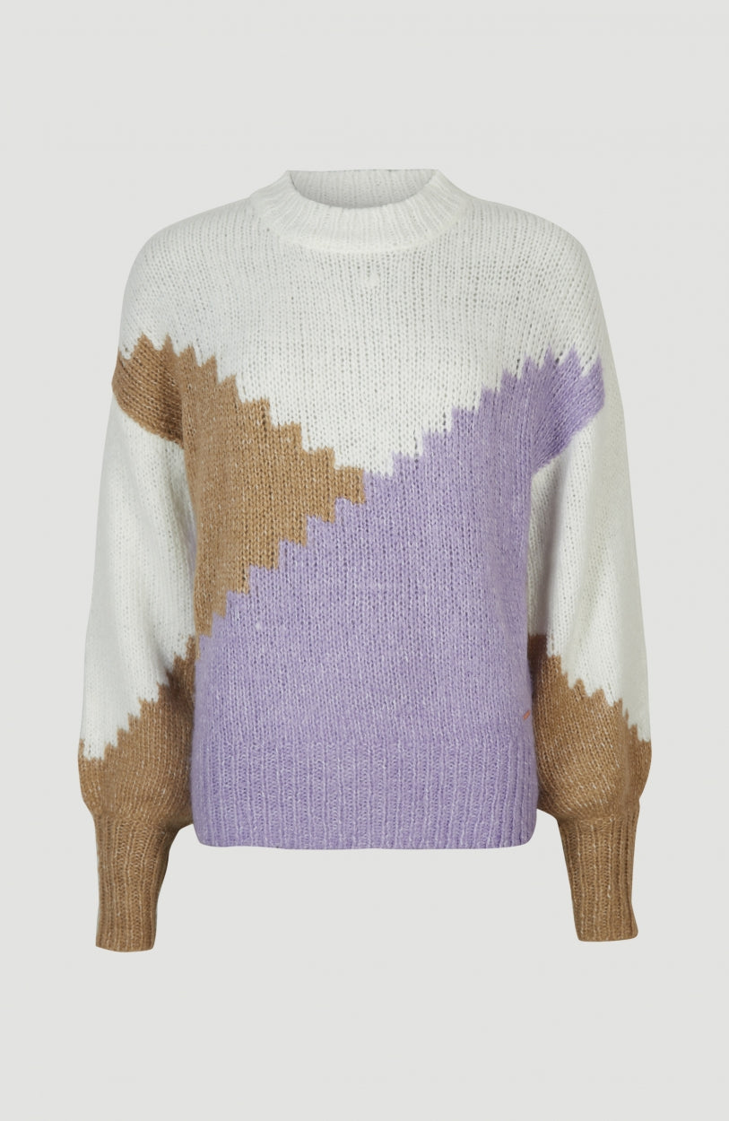 Knit Colourblock Pullover | Purple Rose Colour Block