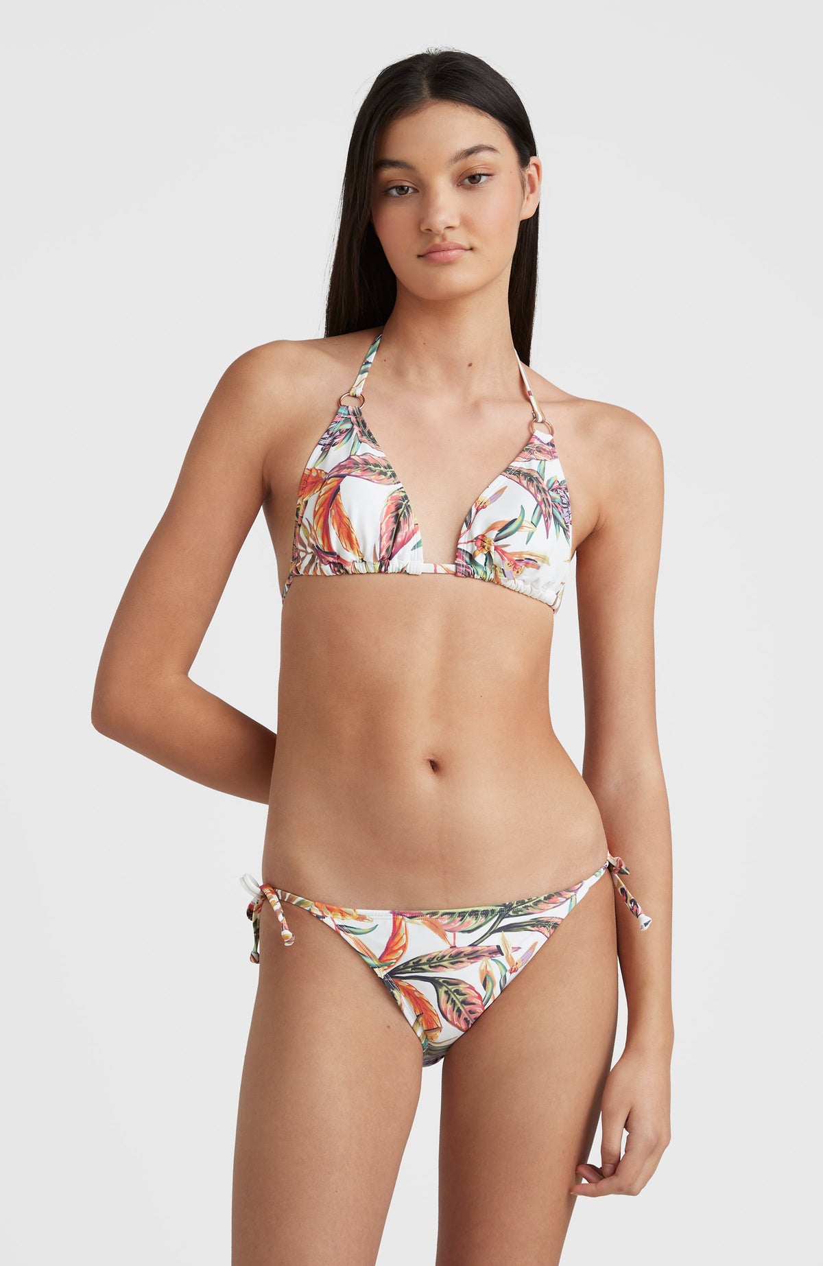 Capri - Bondey Triangle Bikini Set | White Tropical Flower