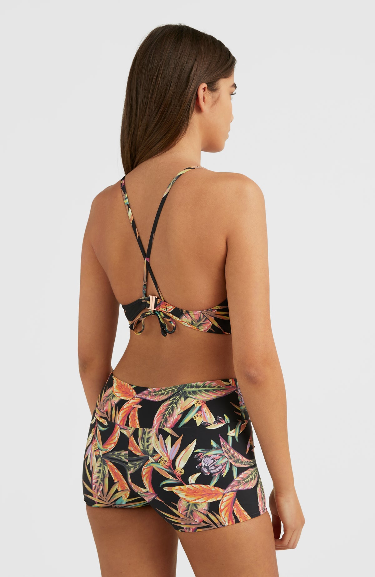 Baay Bralette Bikini Top | Black Tropical Flower