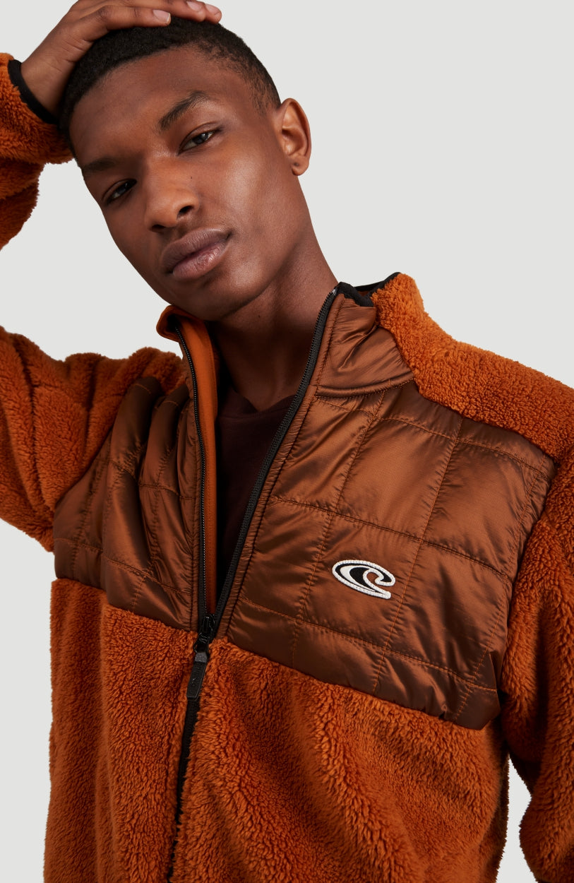 Baffle Mix Full Zip Fleece | Glazed Ginger