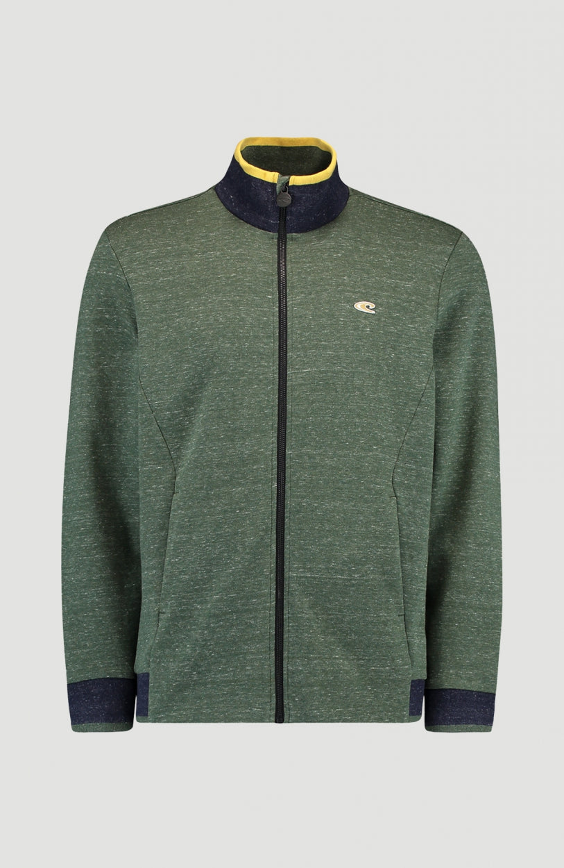 2-Knit Full Zip Cardigan | Dark Green Melee
