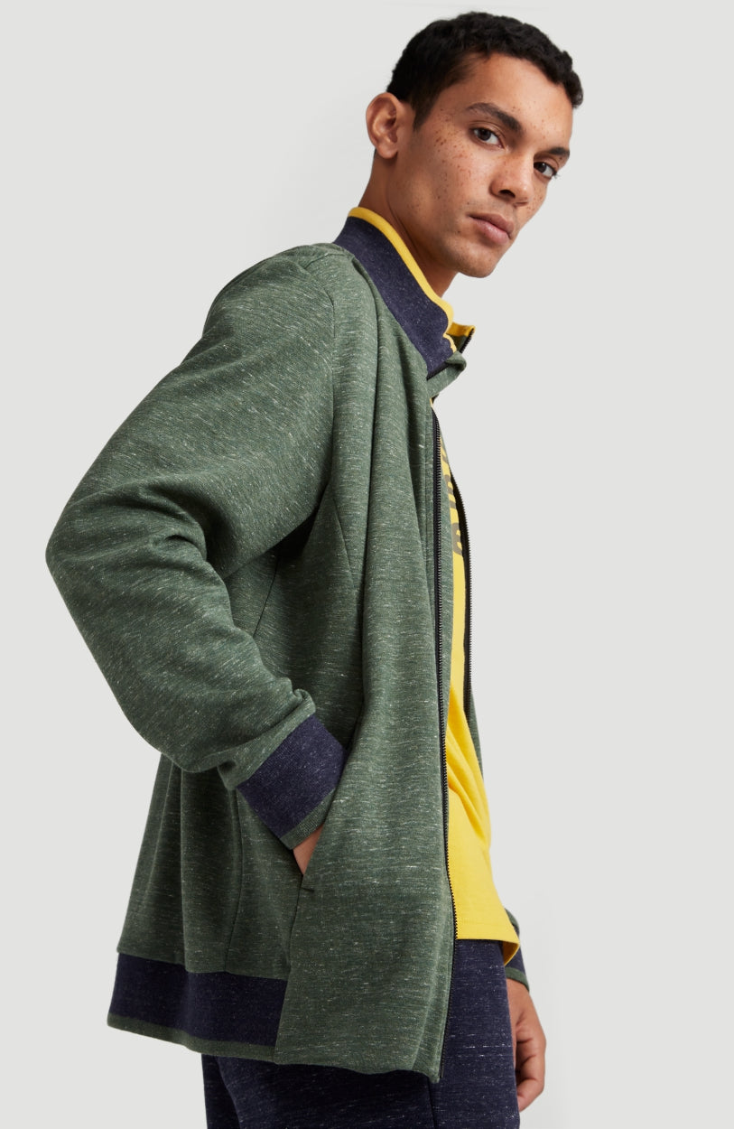 2-Knit Full Zip Cardigan | Dark Green Melee