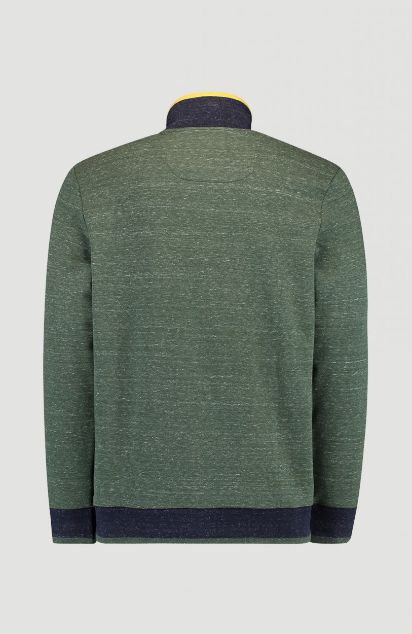 2-Knit Full Zip Cardigan | Dark Green Melee