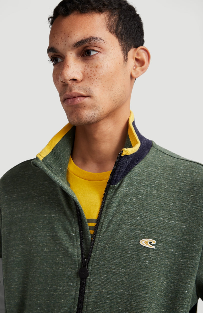 2-Knit Full Zip Cardigan | Dark Green Melee
