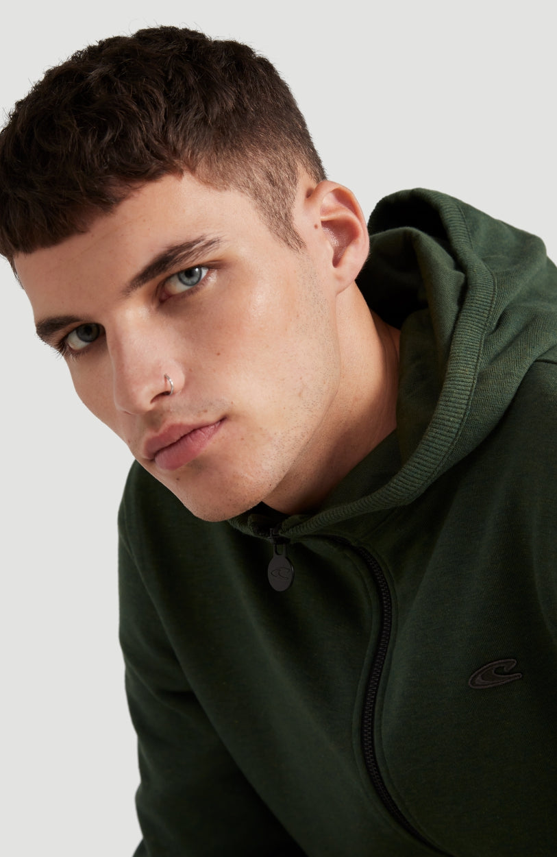 2-Knit Full Zip Hoodie | Dark Green Melee