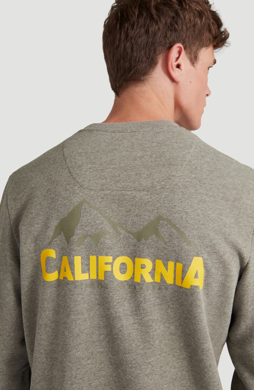 Cali Outdoor Crew Neck Sweatshirt | Dark Green Melee