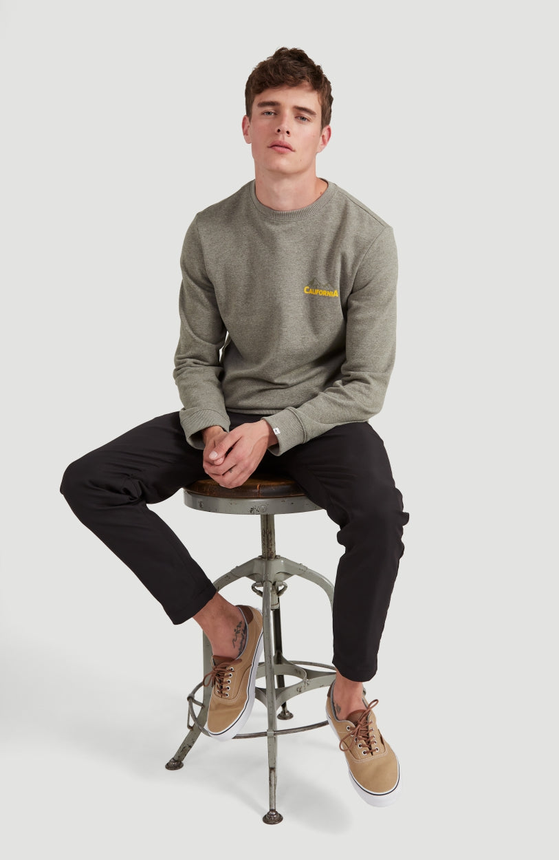 Cali Outdoor Crew Neck Sweatshirt | Dark Green Melee