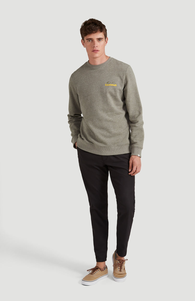Cali Outdoor Crew Neck Sweatshirt | Dark Green Melee
