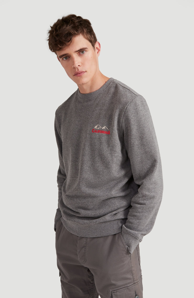 Cali Outdoor Crew Neck Sweatshirt | Dark Grey Melee -A