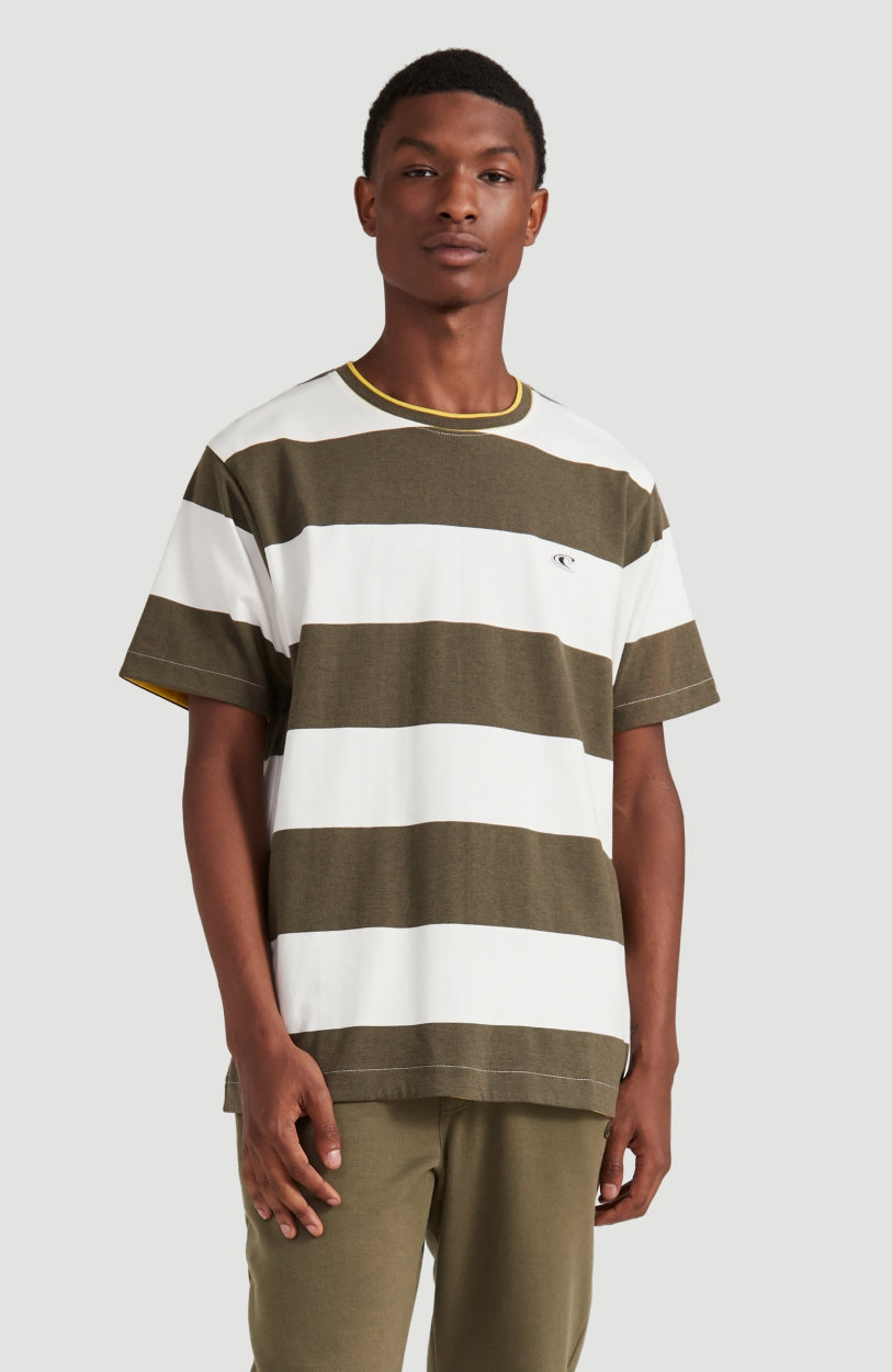 Block Stripe T-Shirt | Powder White