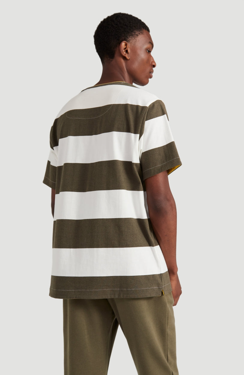 Block Stripe T-Shirt | Powder White