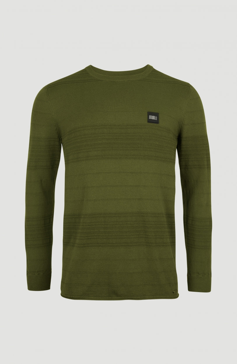 Stripe Crew Neck Pullover | Winter Moss