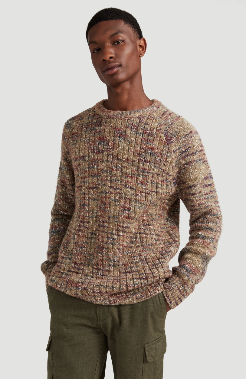 Melange Crew Neck Pullover | Wenge