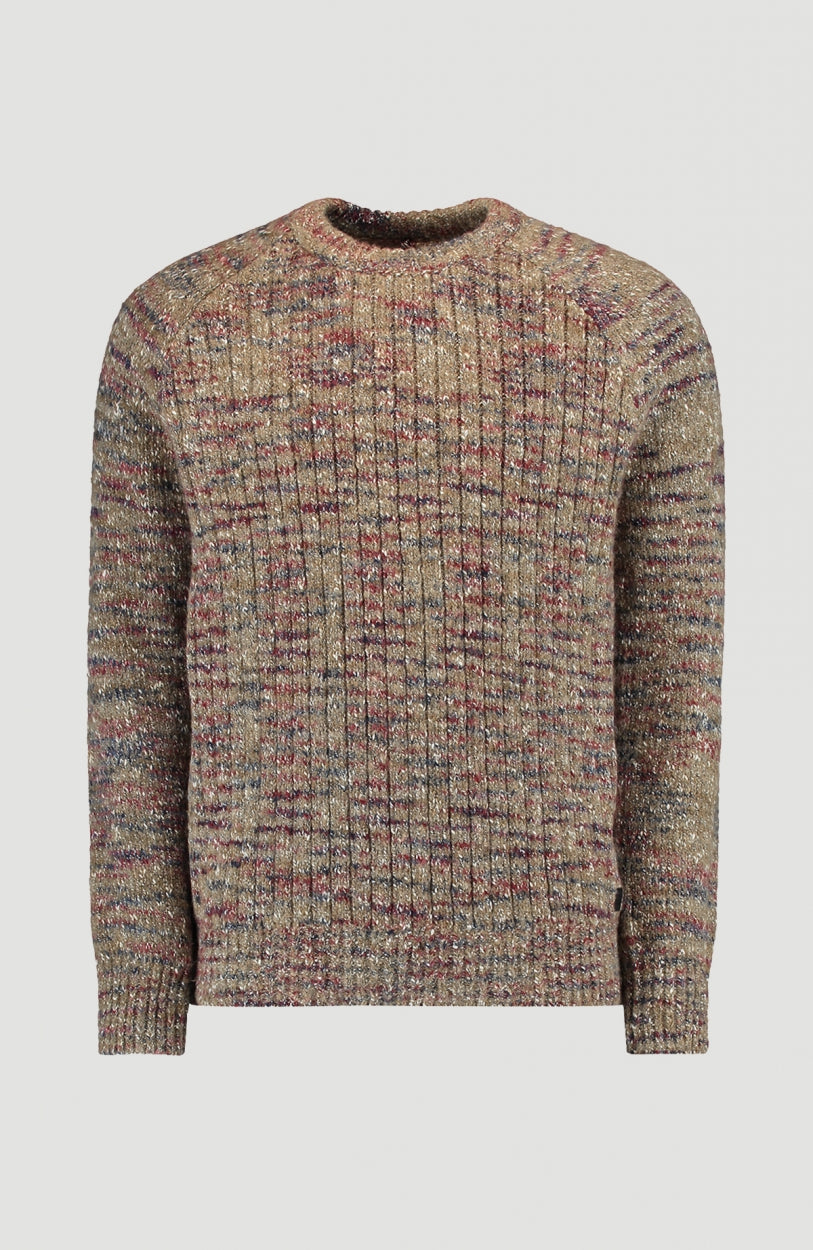 Melange Crew Neck Pullover | Wenge