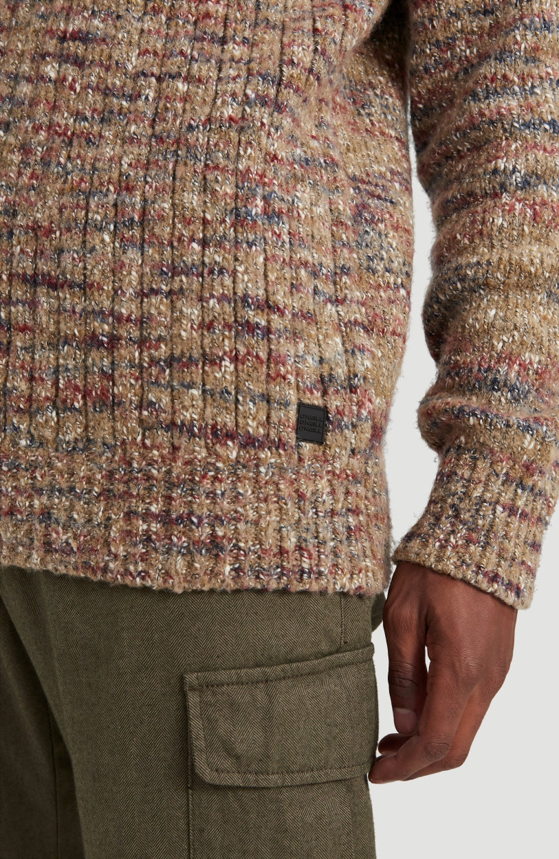 Melange Crew Neck Pullover | Wenge