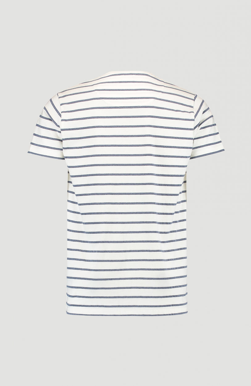 Combi Stripe Crew Neck T-Shirt | Powder White