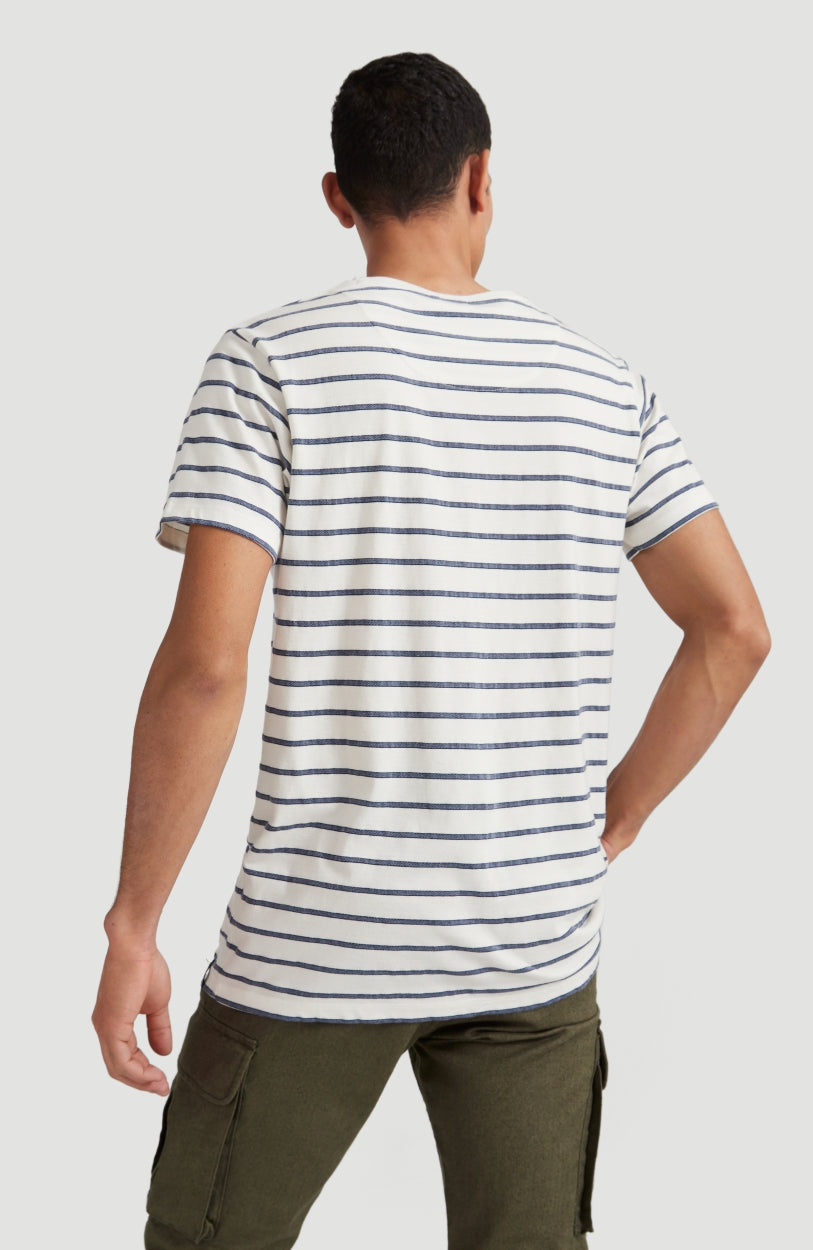 Combi Stripe Crew Neck T-Shirt | Powder White