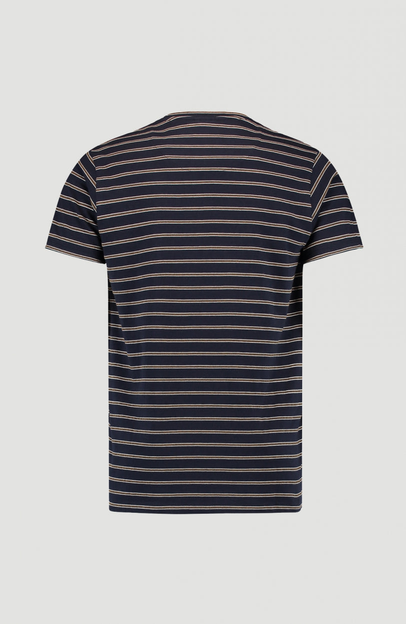 Combi Stripe Crew Neck T-Shirt | Ink Blue -A