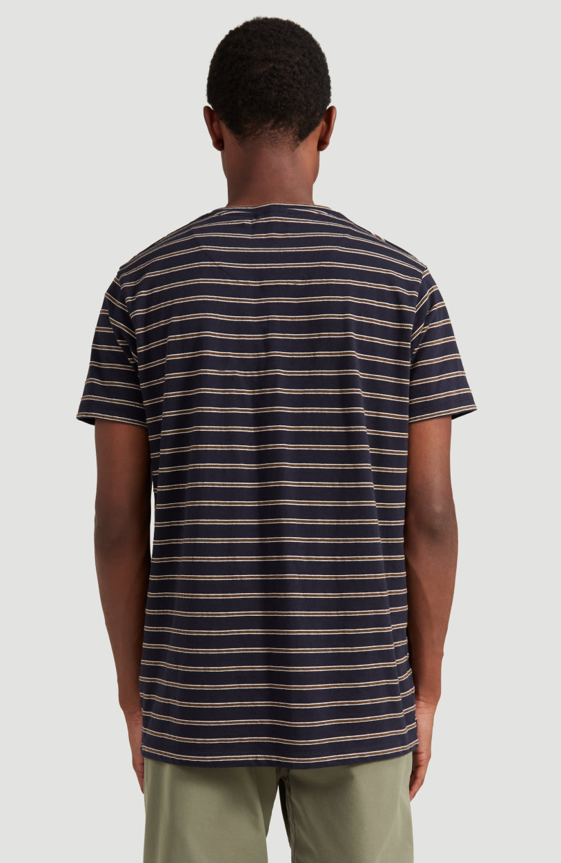 Combi Stripe Crew Neck T-Shirt | Ink Blue -A
