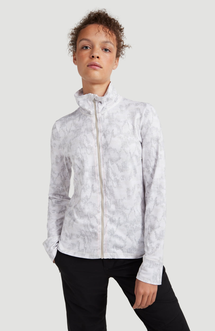 All Over Print Clime Full Zip Fleece | White With Brown