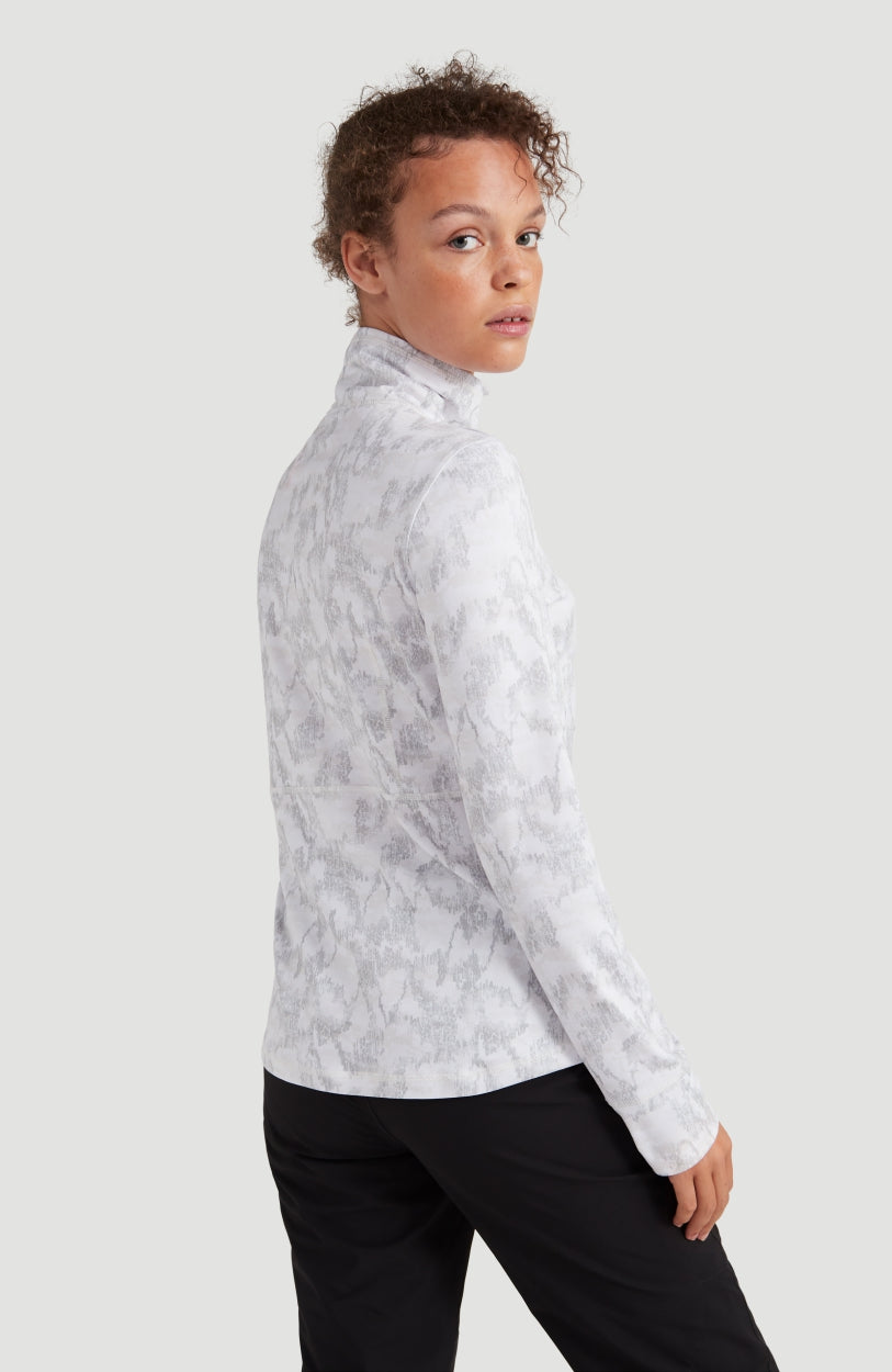 All Over Print Clime Full Zip Fleece | White With Brown