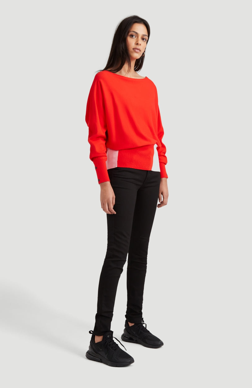 Knit Pullover | Fiery Red -A