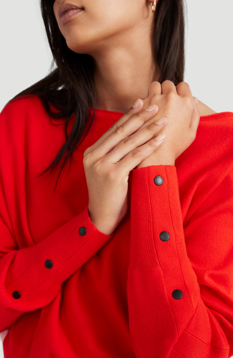Knit Pullover | Fiery Red -A