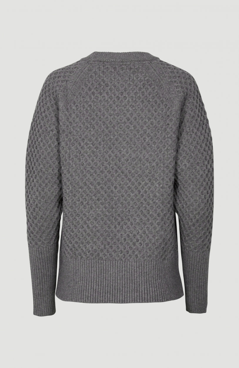 Honeycomb Knit Pullover | Dark Grey Melee -A