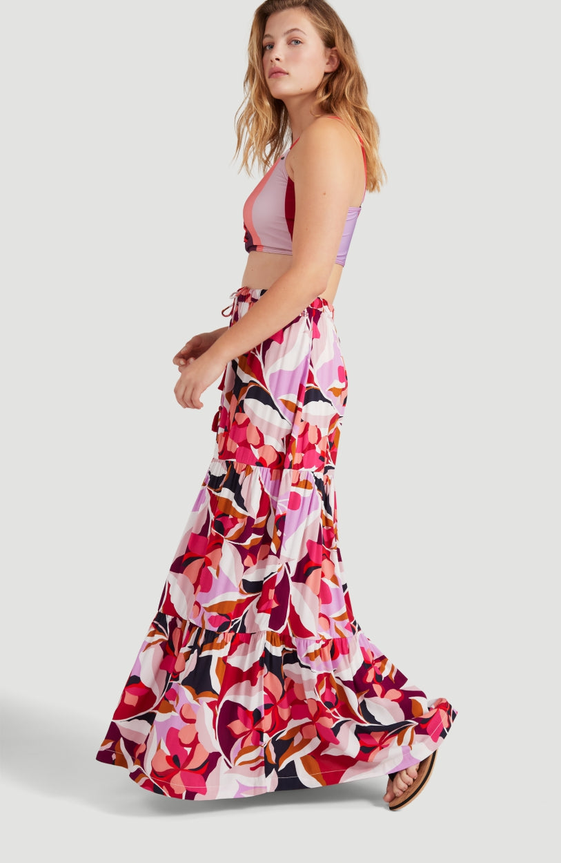 Endless Summer All Over Print Maxi Skirt | Red With