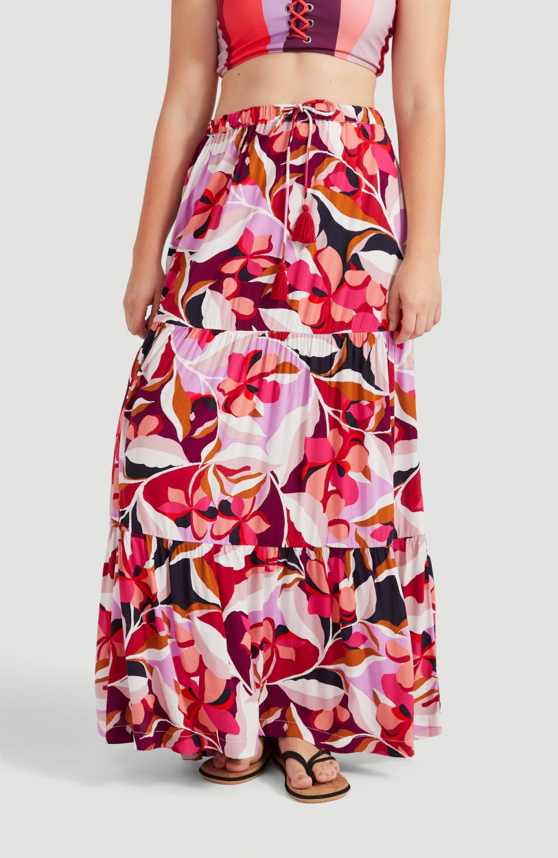 Endless Summer All Over Print Maxi Skirt | Red With