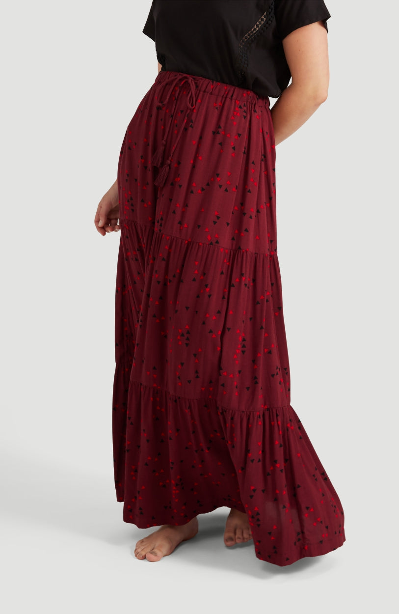 Endless Summer All Over Print Maxi Skirt | Red With Pink or Purple