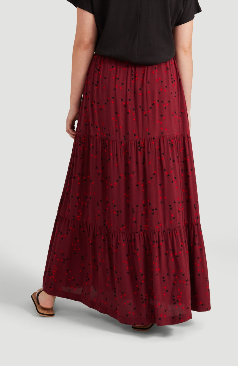 Endless Summer All Over Print Maxi Skirt | Red With Pink or Purple