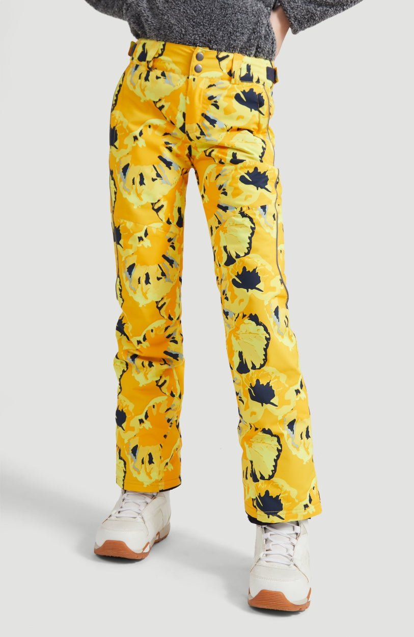 Charm All Over Print Snow Pants | Yellow With Brown