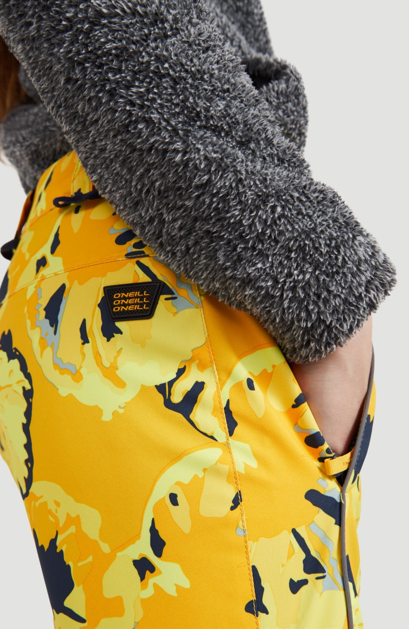 Charm All Over Print Snow Pants | Yellow With Brown