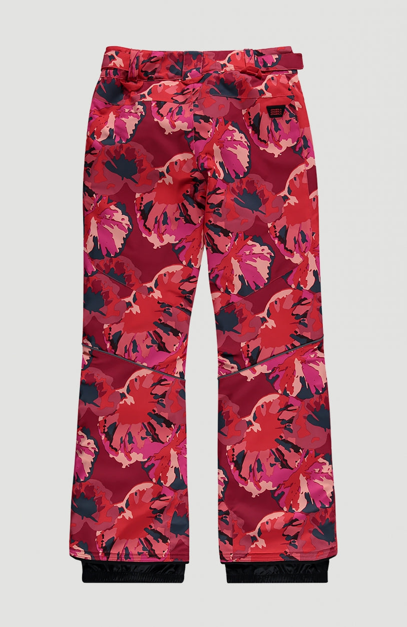 Charm All Over Print Snow Pants | Red With Pink or Purple