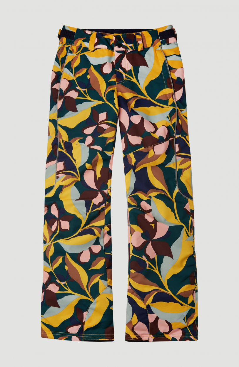 Charm All Over Print Snow Pants | Green With Pink or Purple