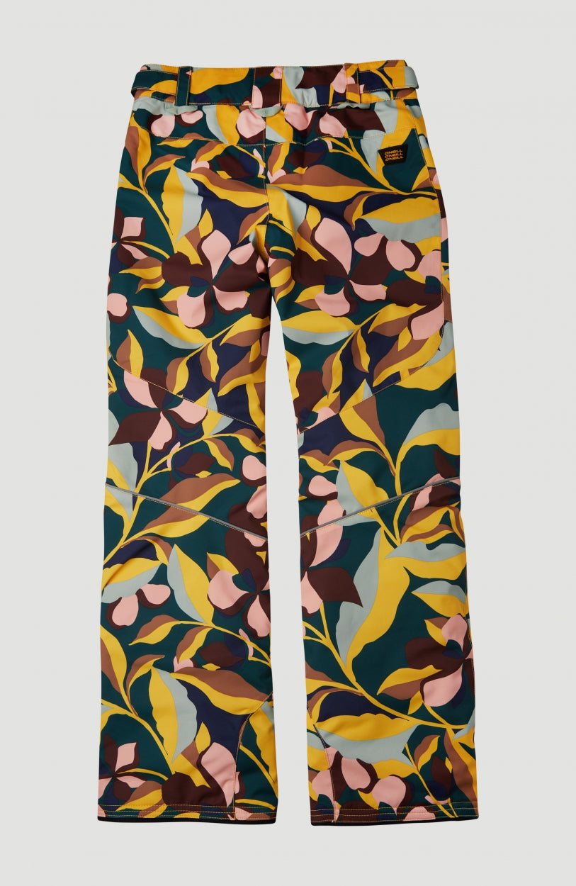 Charm All Over Print Snow Pants | Green With Pink or Purple