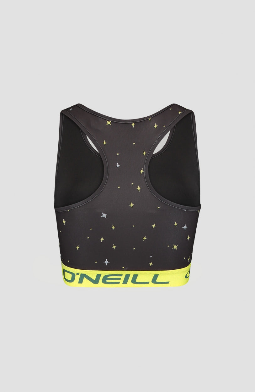 Active Racer Sports Bra | Black With Yellow