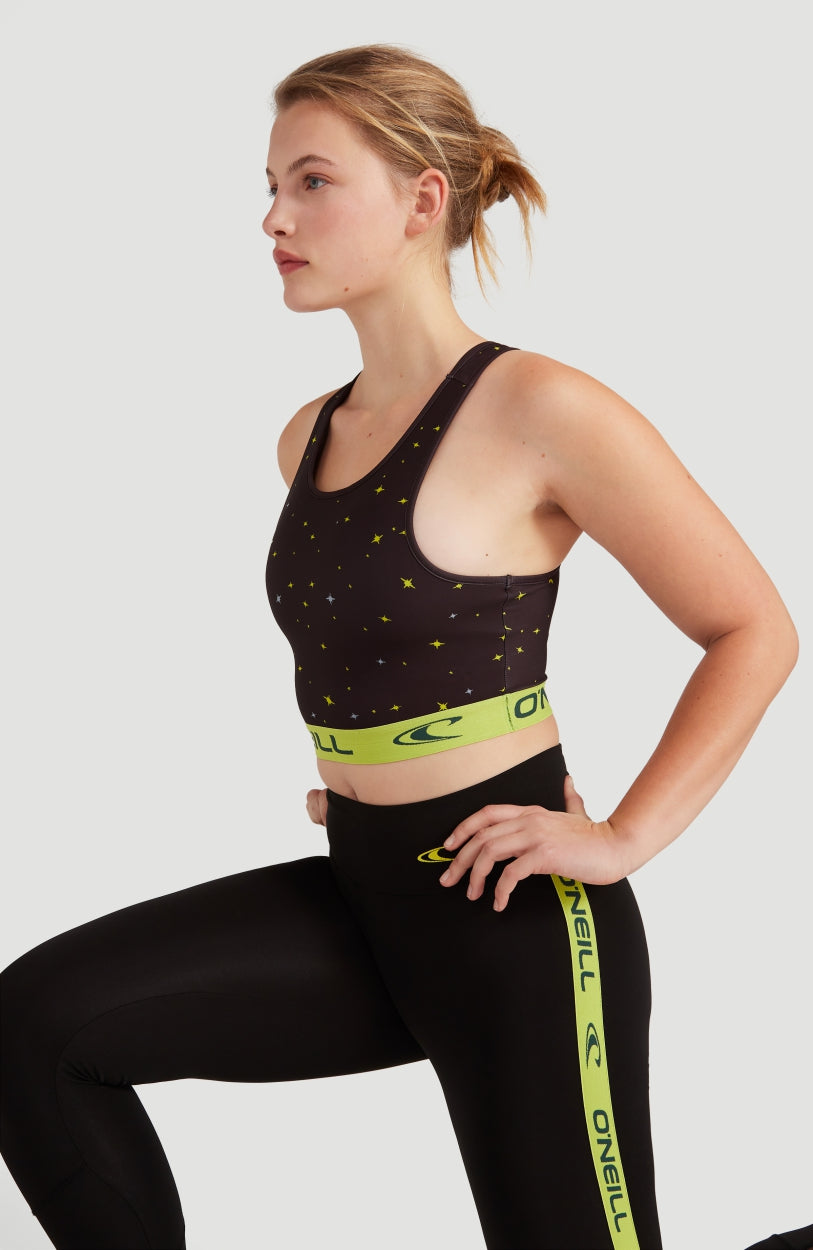 Active Racer Sports Bra | Black With Yellow