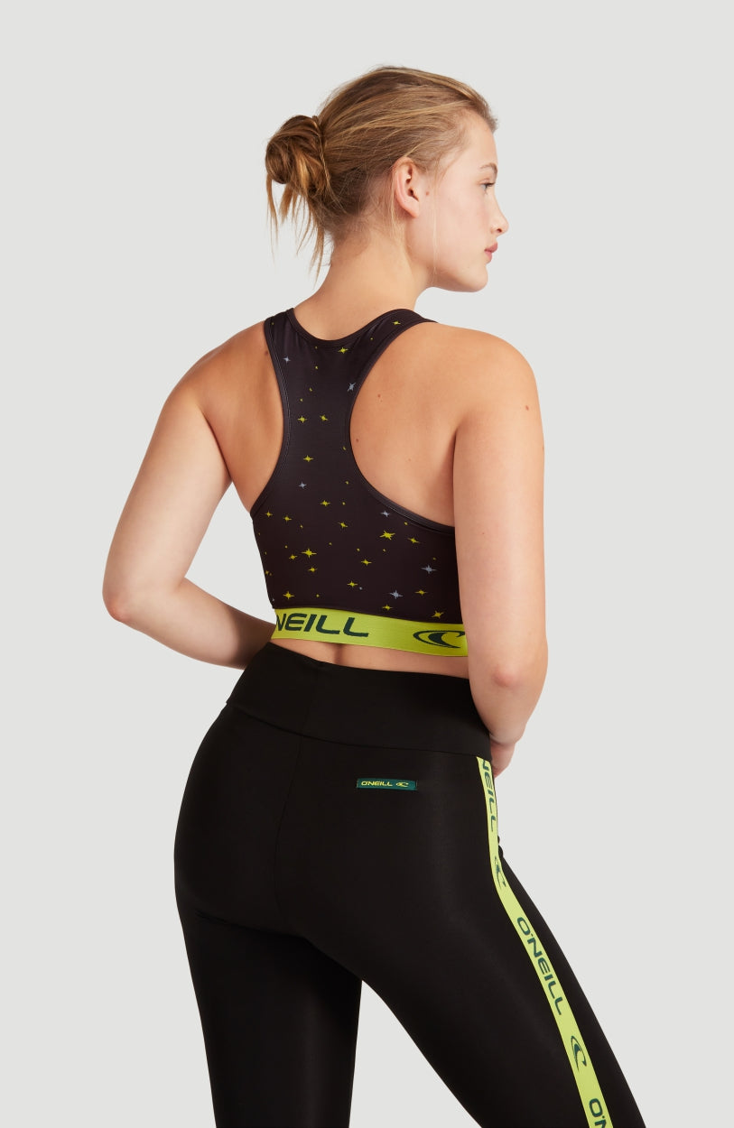 Active Racer Sports Bra | Black With Yellow