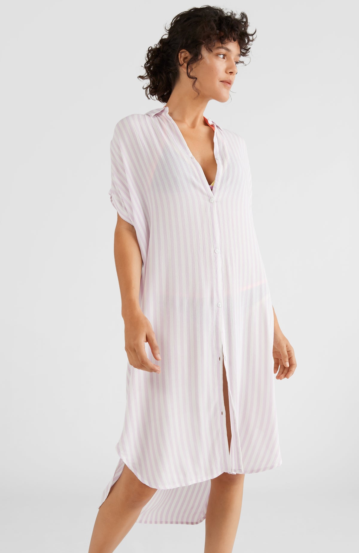 Beach Oversized Shirt Dress | Lilac AO 2