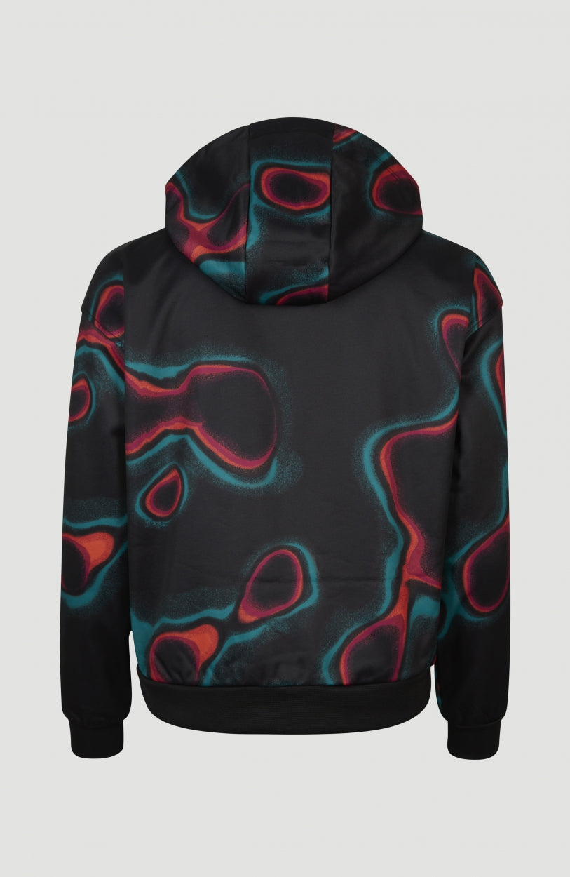 All Over Print Rutile Hooded Fleece | Black Heat Map