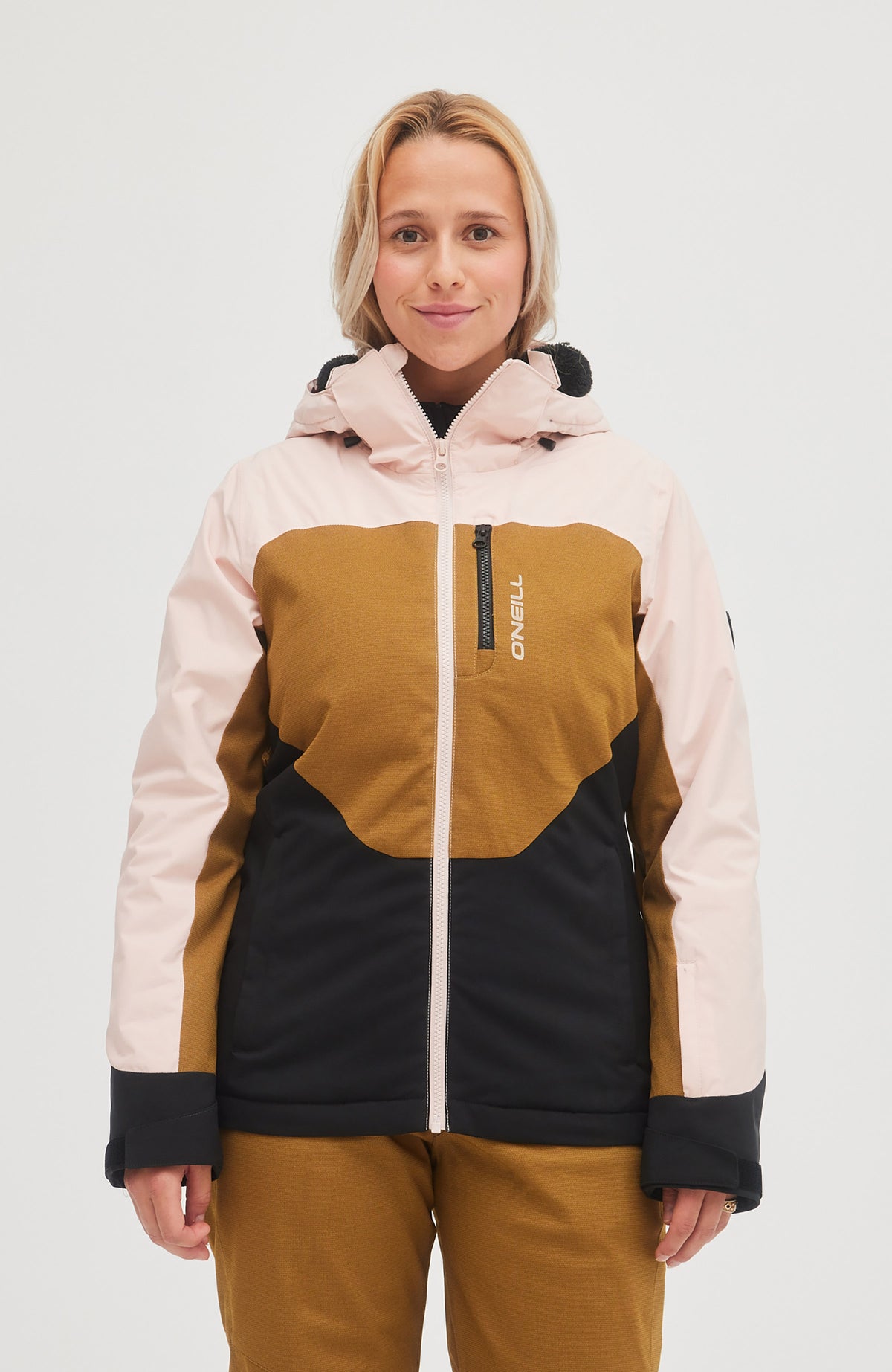 Diamond Snow Jacket | Peach Whip Colour Block