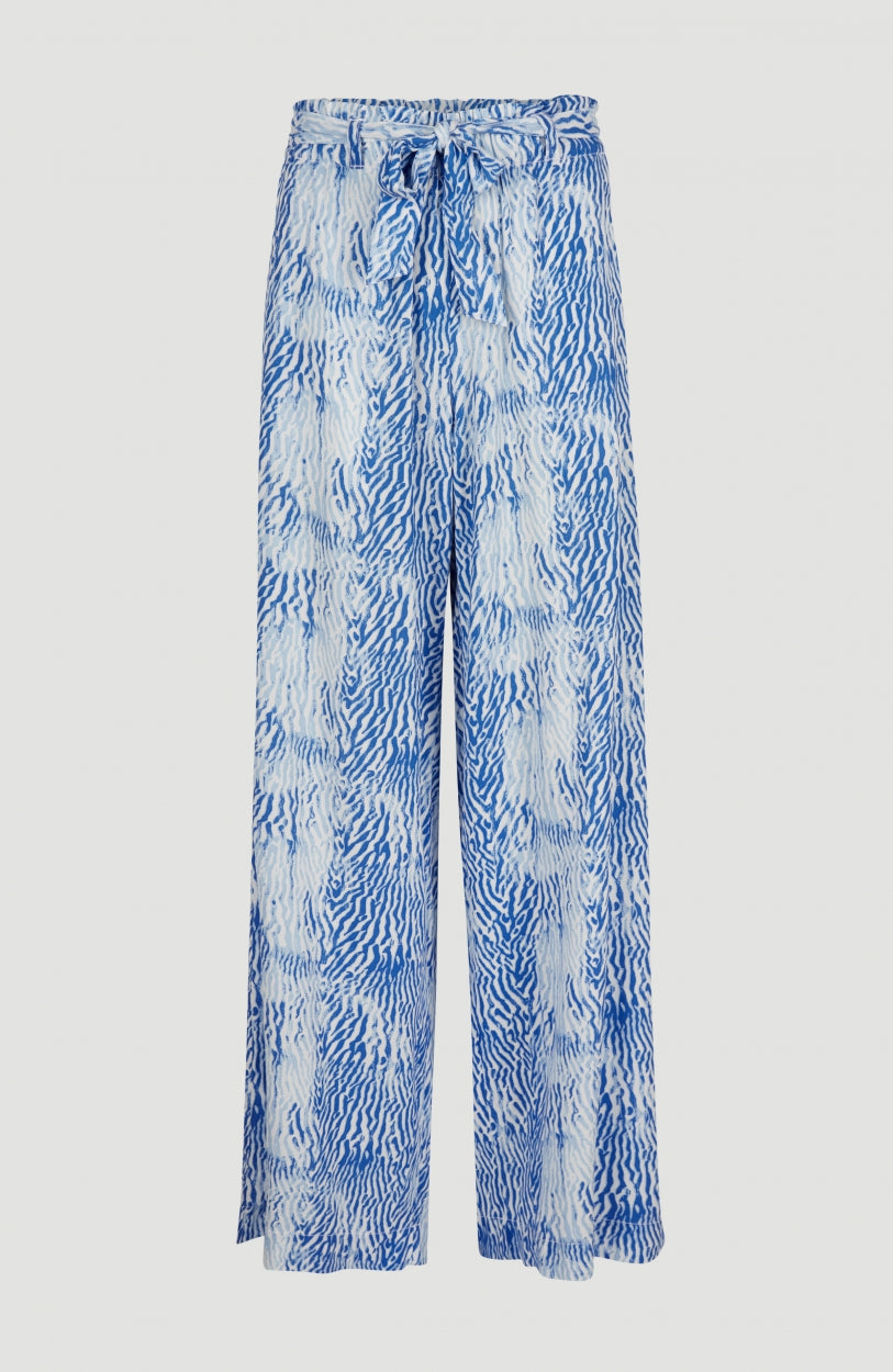 Belted Wide Leg High-Waist Beach Pants | Blue AO 2