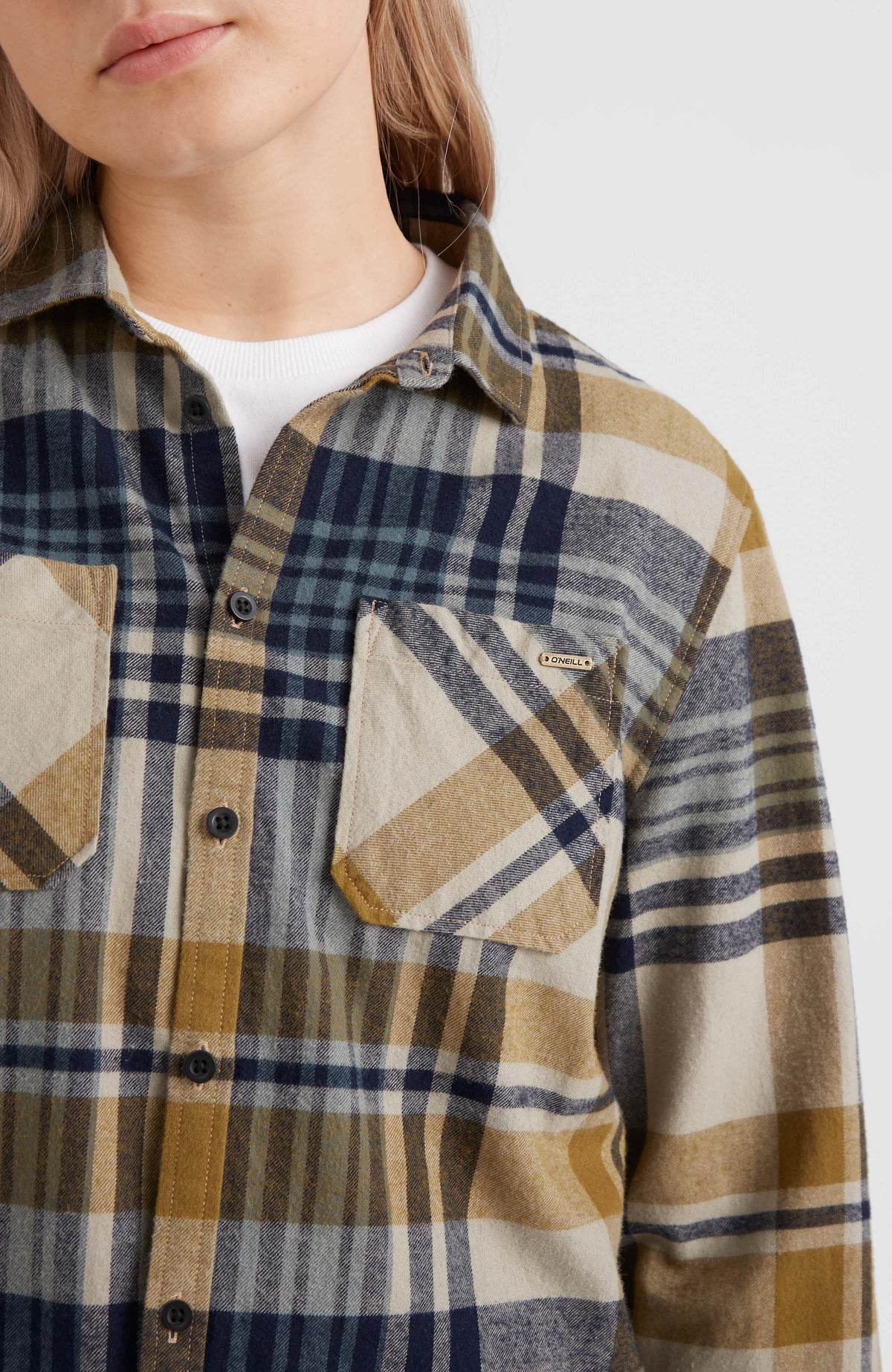 Checked Flannel Shirt | Beige Plaid Check