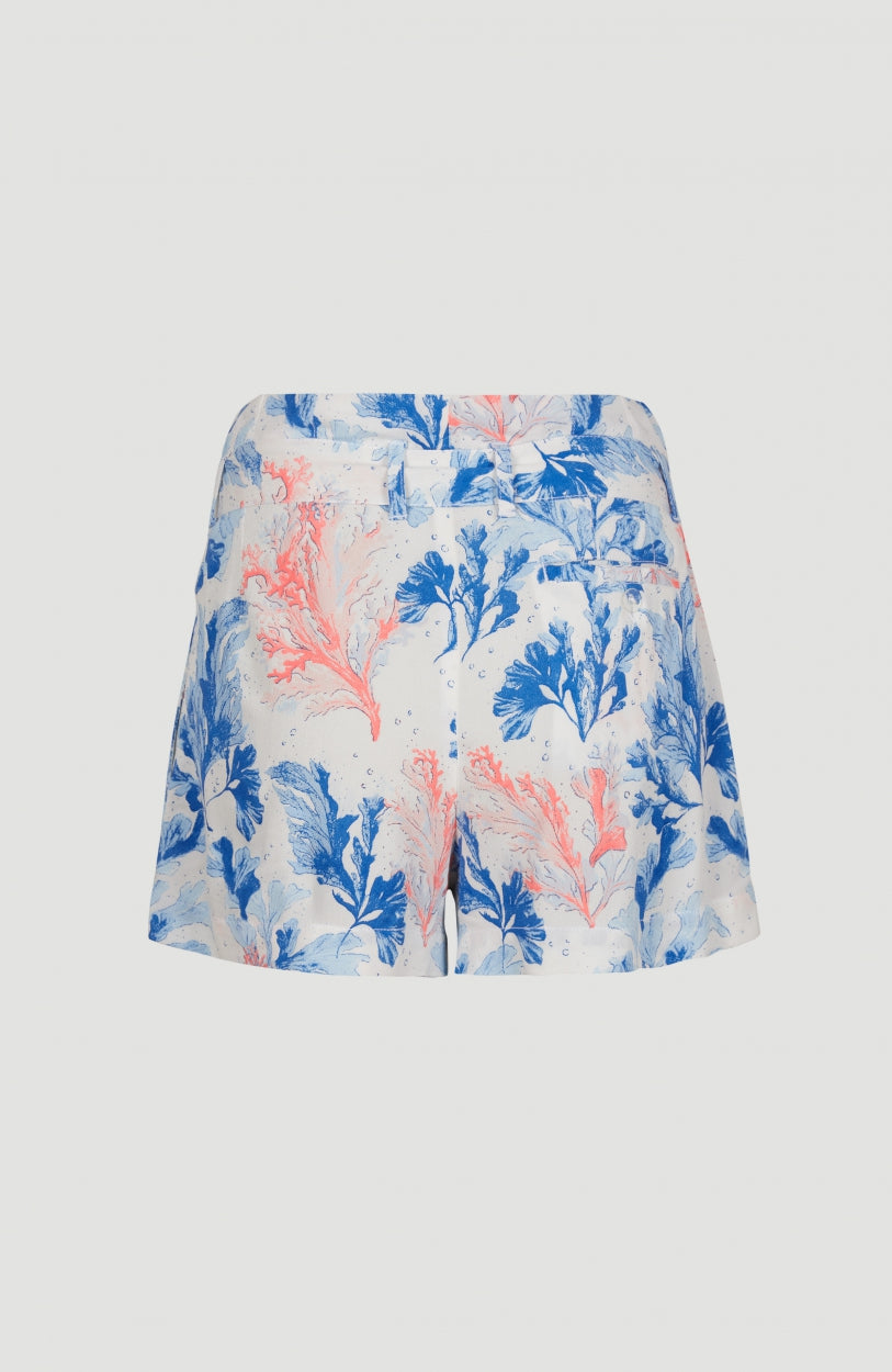 Belted High-Waist Shorts with All Over Print | White AO 2